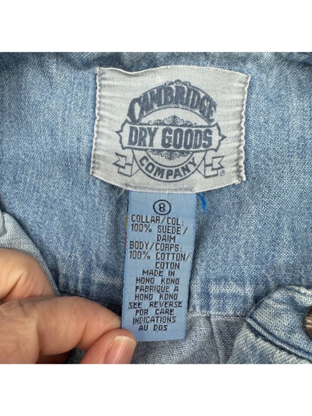 Vintage Western Denim Shirt Cambridge Dry Goods Headdress Embroidery Size 8 READ - Picture 4 of 12